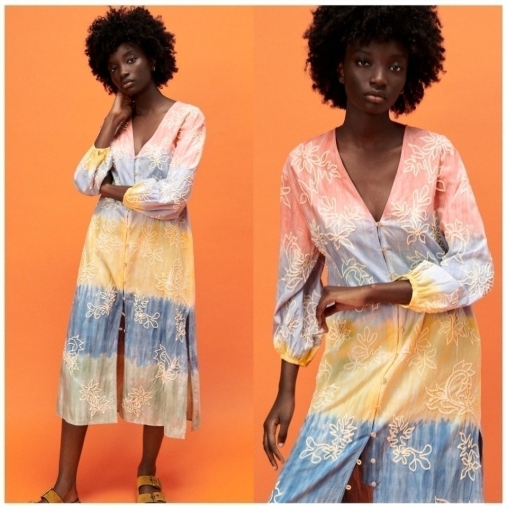 Zara Multicolor Floral Midi Dress